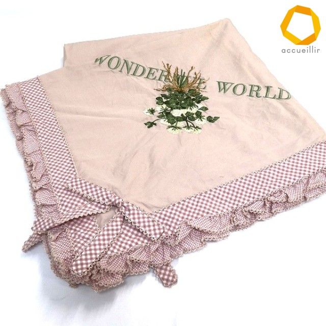 #aue ワンダフルワールド WONDERFUL WORLD カネコイサオ ストール・ショール ピンク チェック 刺繍 リボン ピコフリル [1032962] k01 9,120円
