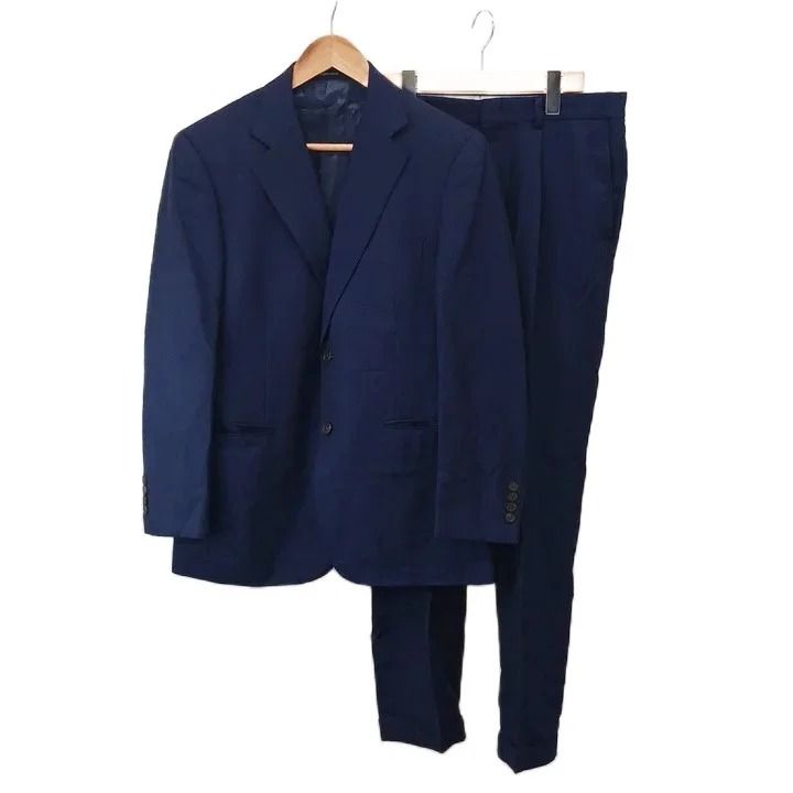 アクアスキュータム AQUASCUTUM シングルスーツ セットアップ 2点セット ジャケット スラックスパンツ 絹 シルク 96AB5 紺 ネイビー 無地 長袖 シングルブレスト /SH ■GY50 6,586円