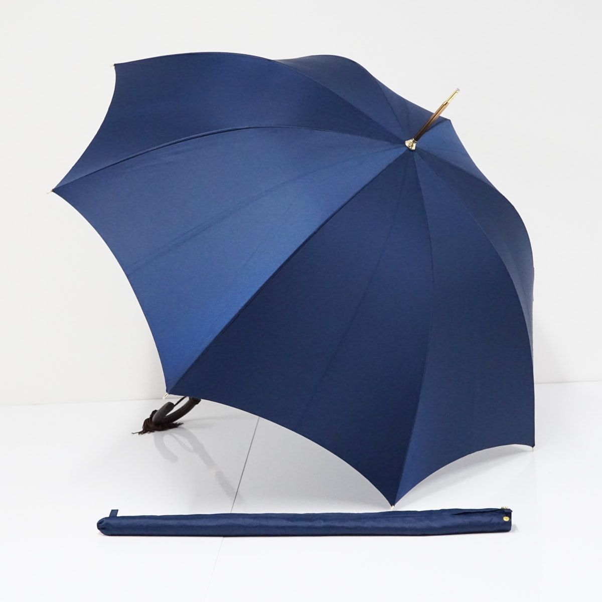 傘 HANWAY ハンウェイ USED美品 Couturier クチュリエ タッセル付き ネイビー 無地 シンプル UV 日本製 58cm S4417 8,030円