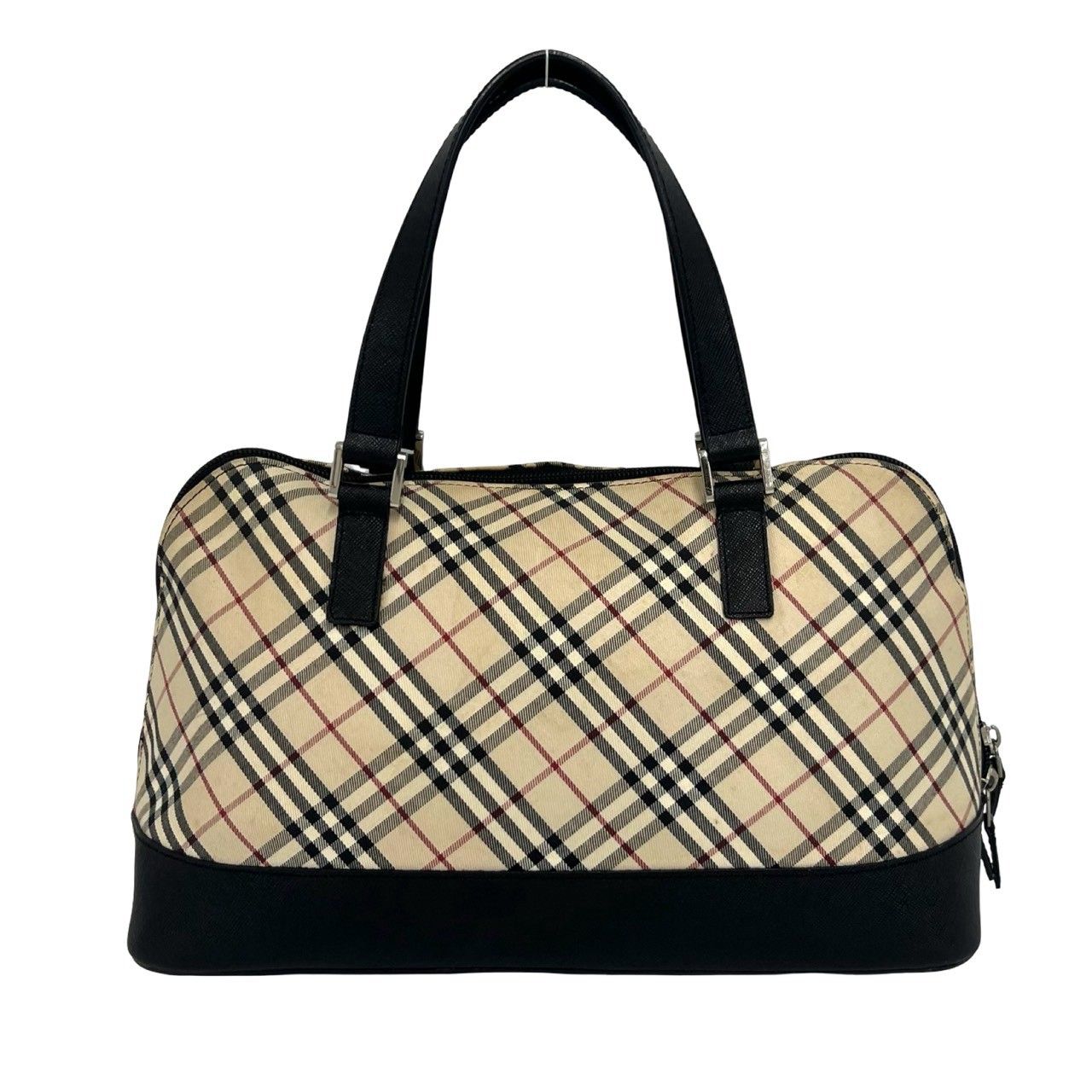 極 美品 BURBERRY バーバリー ノバチェック 柄 キャンバス レザー 本革