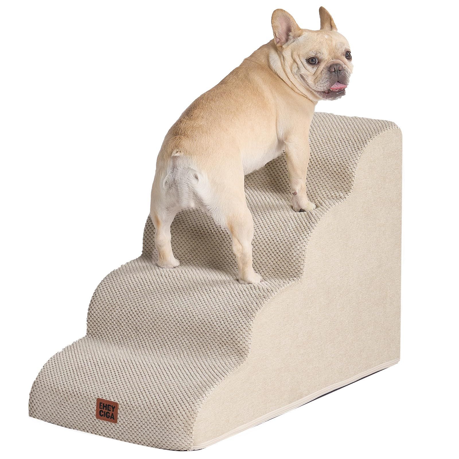 新品 EHEYCIGA 犬 階段 ステップ ペット 階段 ドッグステップ 犬 スロープ 小型犬適用 洗える(ベージュ、40x75x50cm、4段)