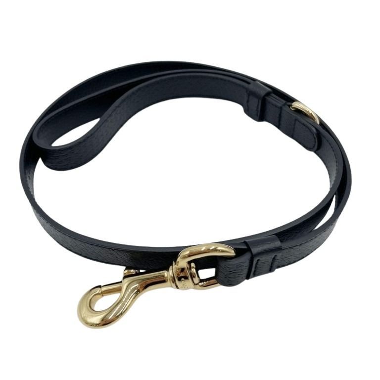 GUCCI グッチ リード インターロッキングG スモール/ミディアム ペットリード 692949 ブラック系 レザー ユニセックス ゴールド金具 超美品 21,420円