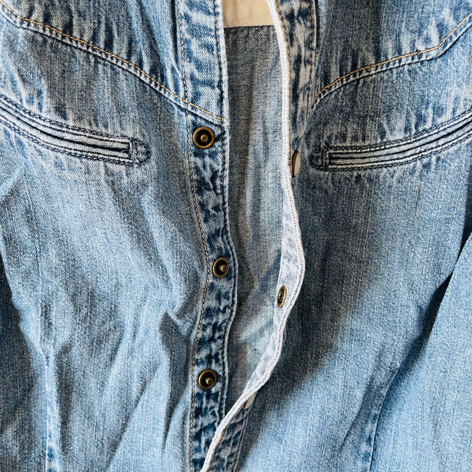 D-17 Earl Jean アールジーン デニムシャツ 半袖 レディース P ブルー 