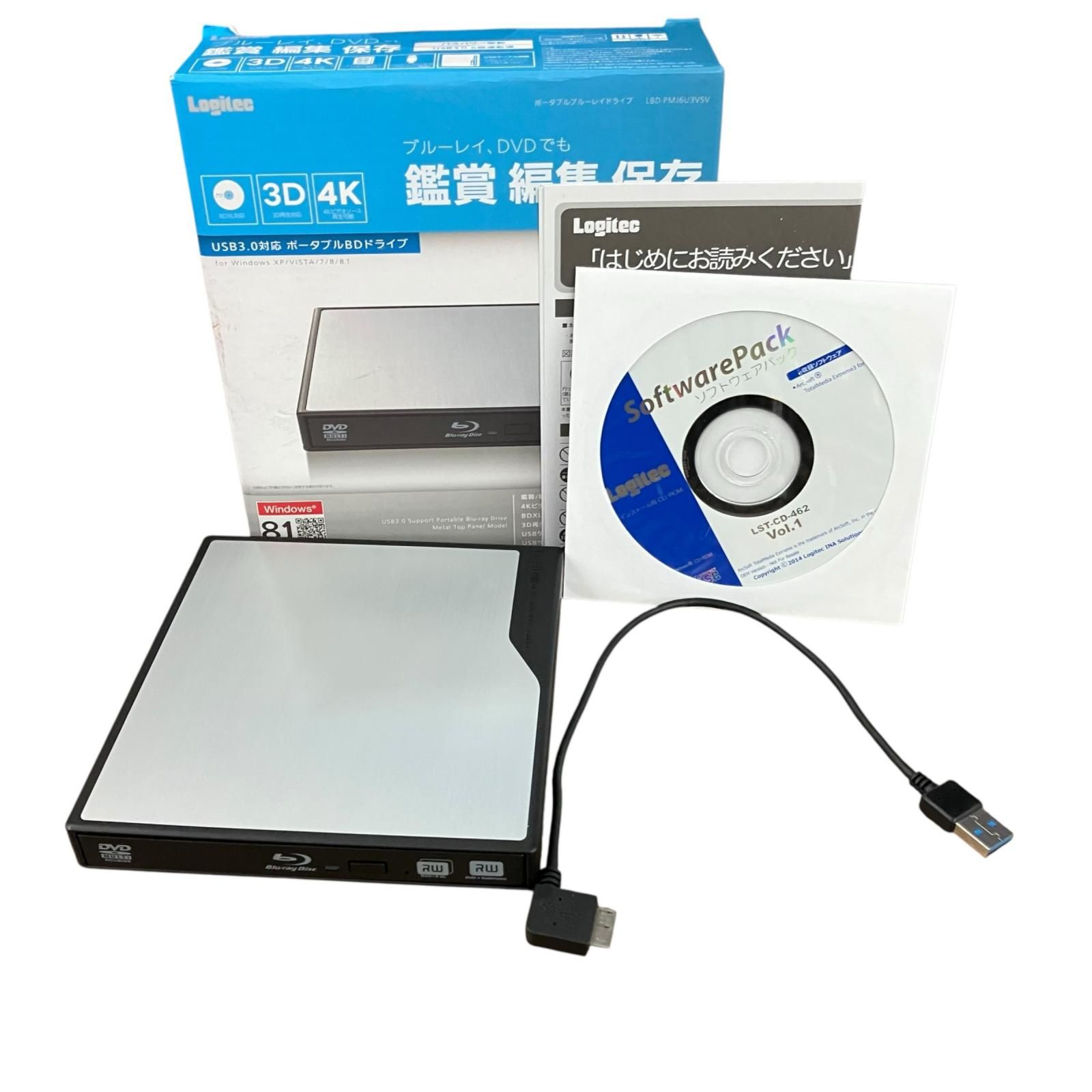 698913 通電確認のみ Logitec ポータブルBlu-rayドライブ LBD-PMJ6U3VSV シルバー 6,930円
