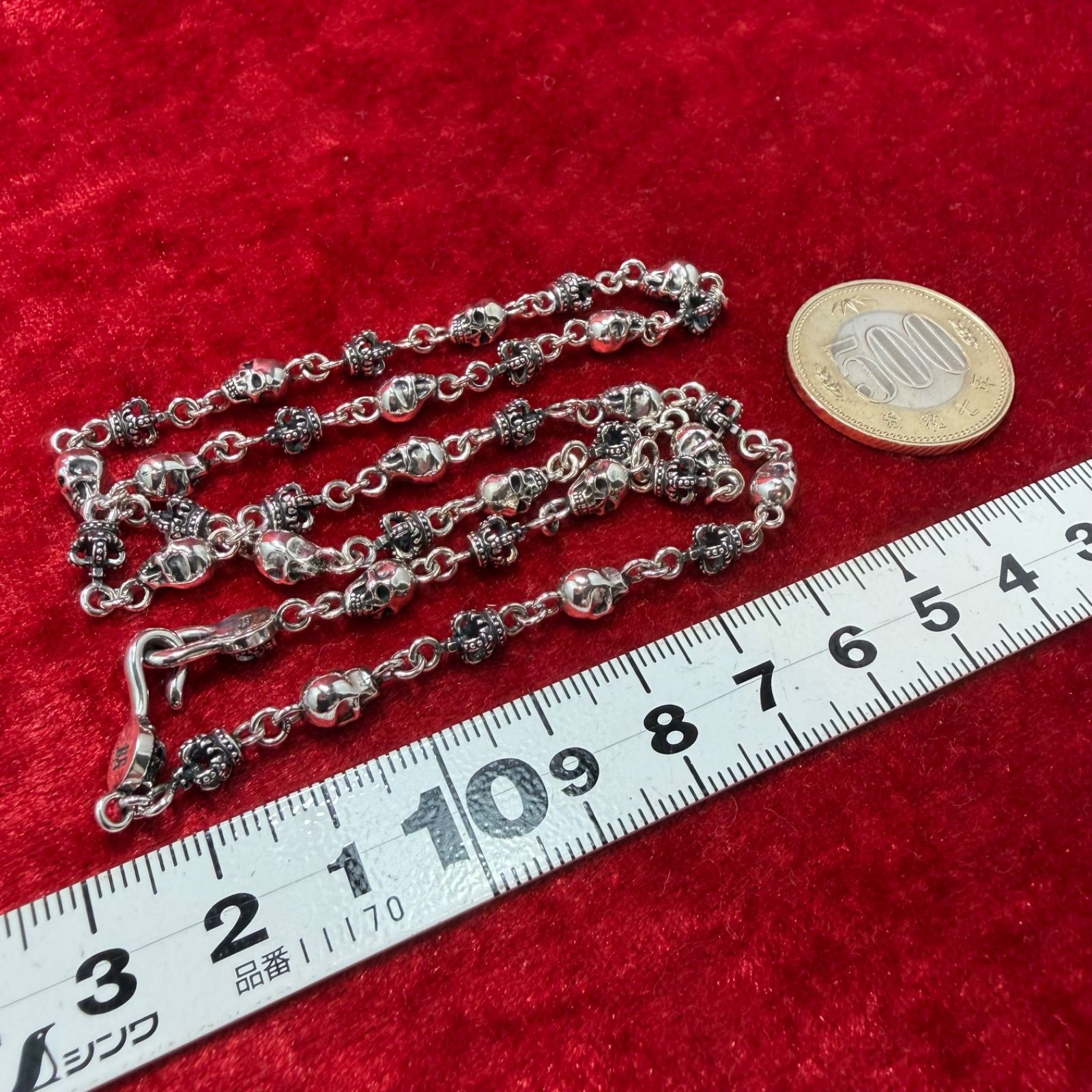 美品 ネックレス スカルxクラウン 50cmx 30.1g ジャスティンデイビス