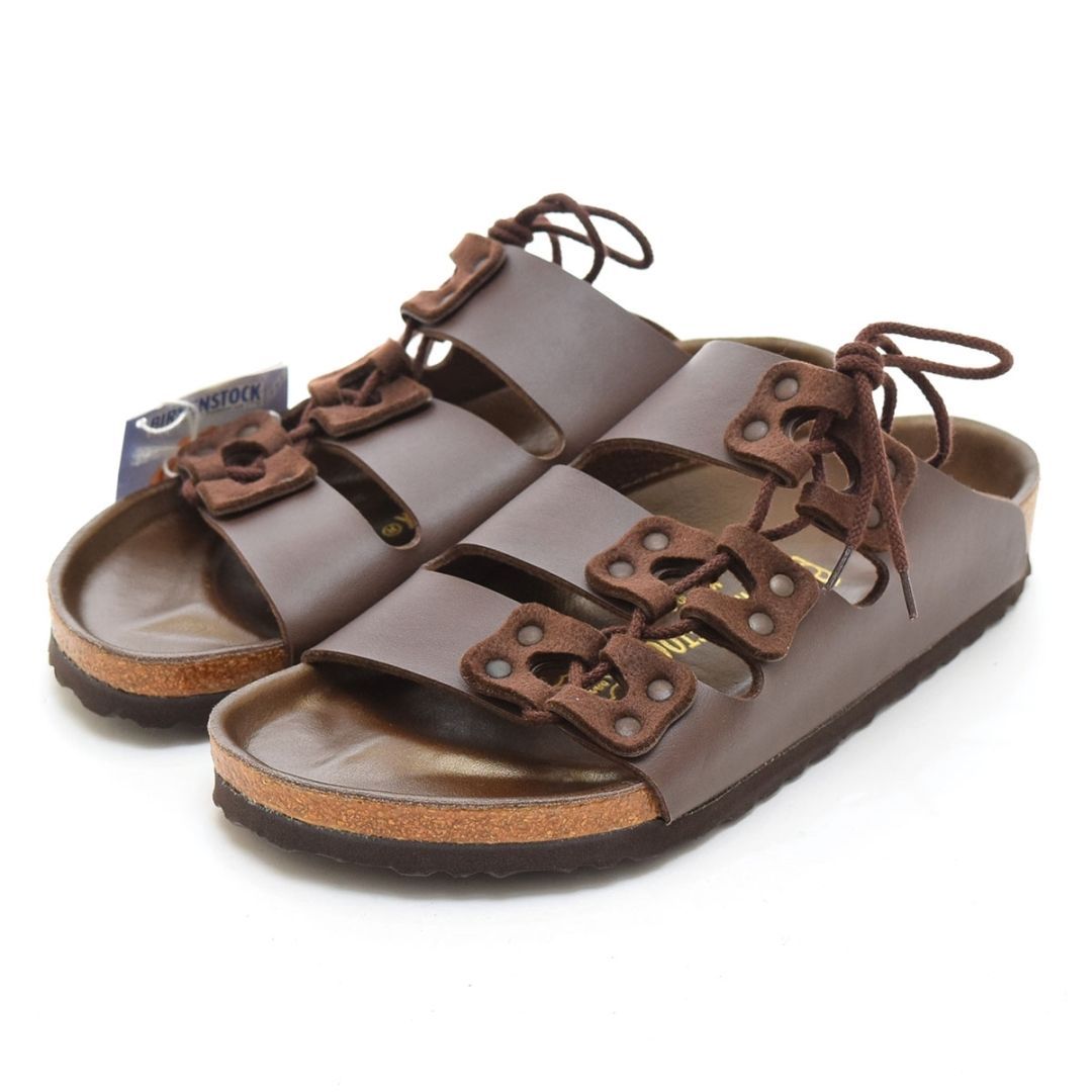 598873 未使用品 BIRKENSTOCK ビルケンシュトック ●レースアップサンダル LUCCA SPECIAL EDITION サイズ26.0cm ナッパレザーフットベッド レギュラー幅 メンズ ダークブラウン