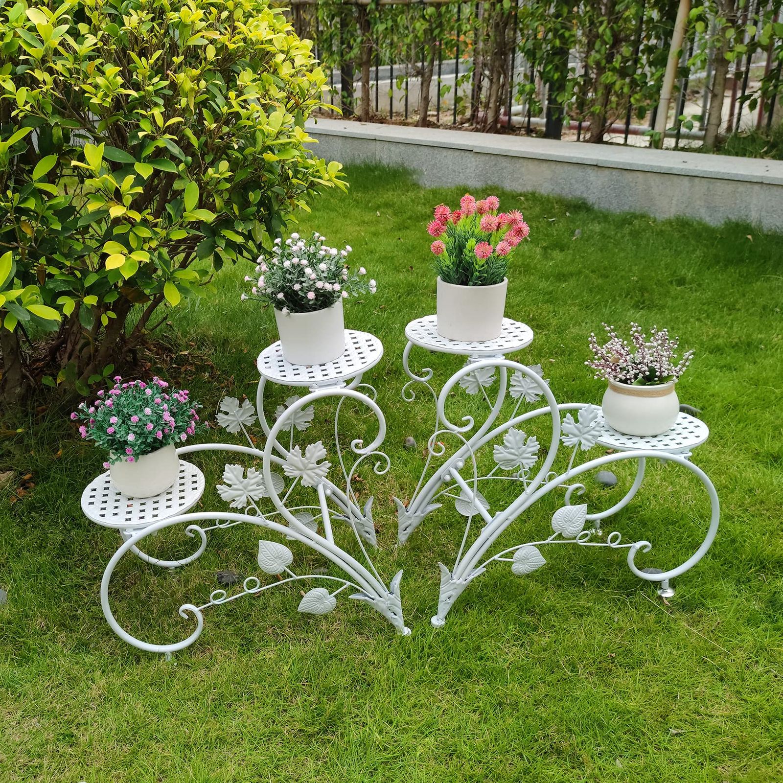 新品 UNHO フラワースタンド 室内 プランタースタンド 植物 スタンド 3段 ベランダ ガーデンラック アイアン 花台 観葉植物 台 2個 6,937円