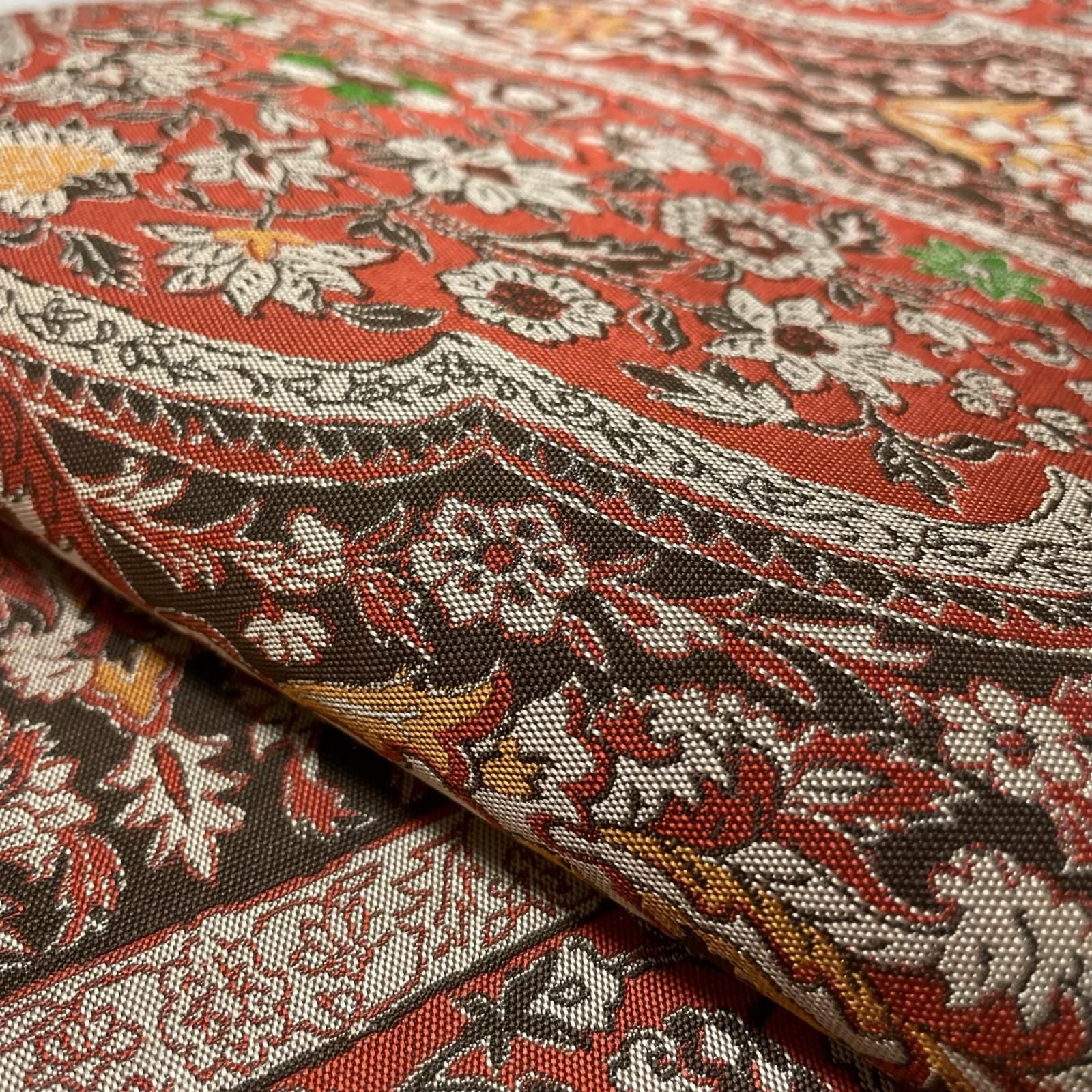 開き名古屋帯 萬葉 更紗模様 正絹 着物 X-8033