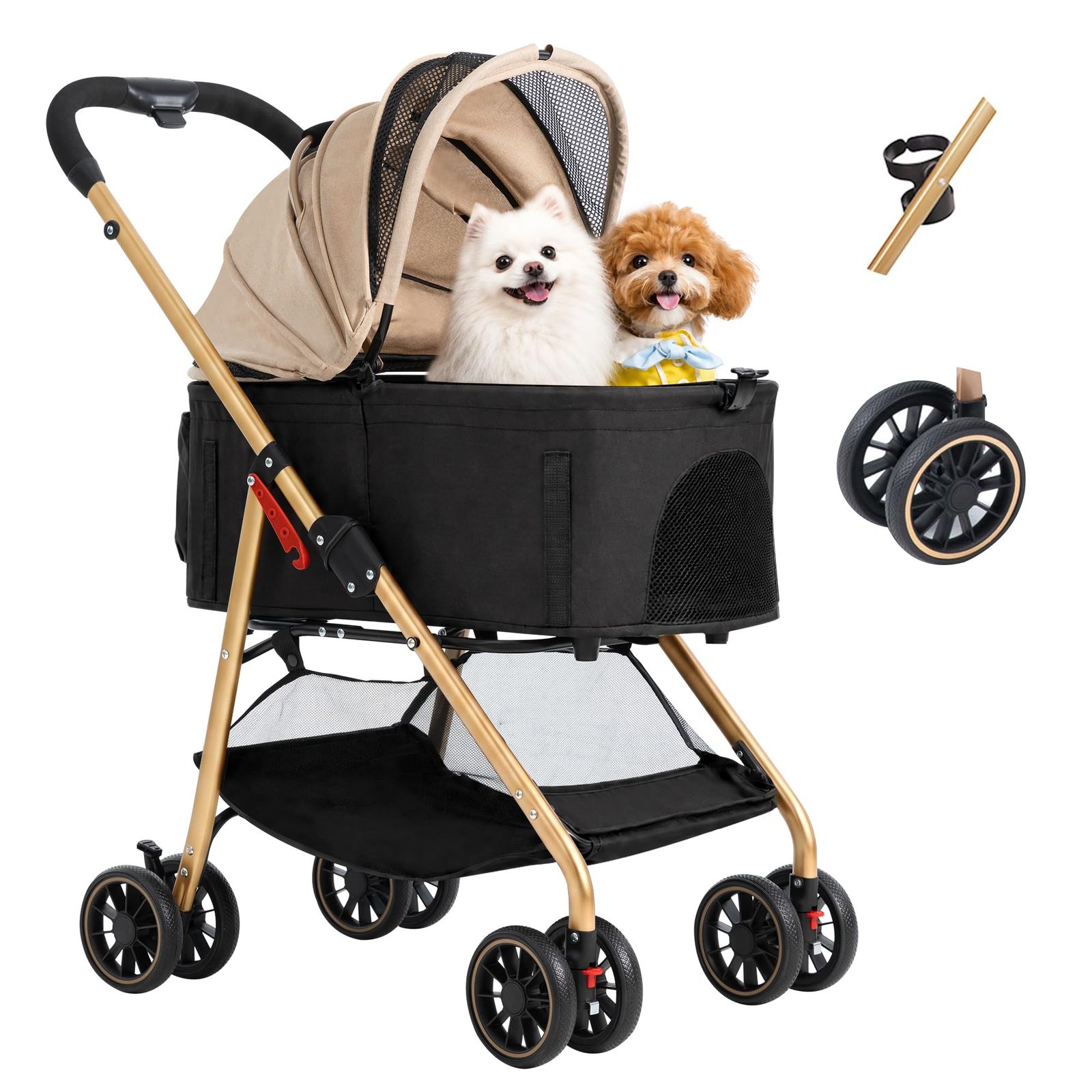 【大66cmゆりかご 中型犬専用】MILALOUIS ペットカート 多頭の小型犬猫 中型犬一匹用 軽量 犬ベビーカー 人気 分離型 取り外し可能 犬 バギー 全体型 ワンタッチ 折りたたみ可能 犬用カート コンパクト ドッグカート PU耐摩耗ホイール 1