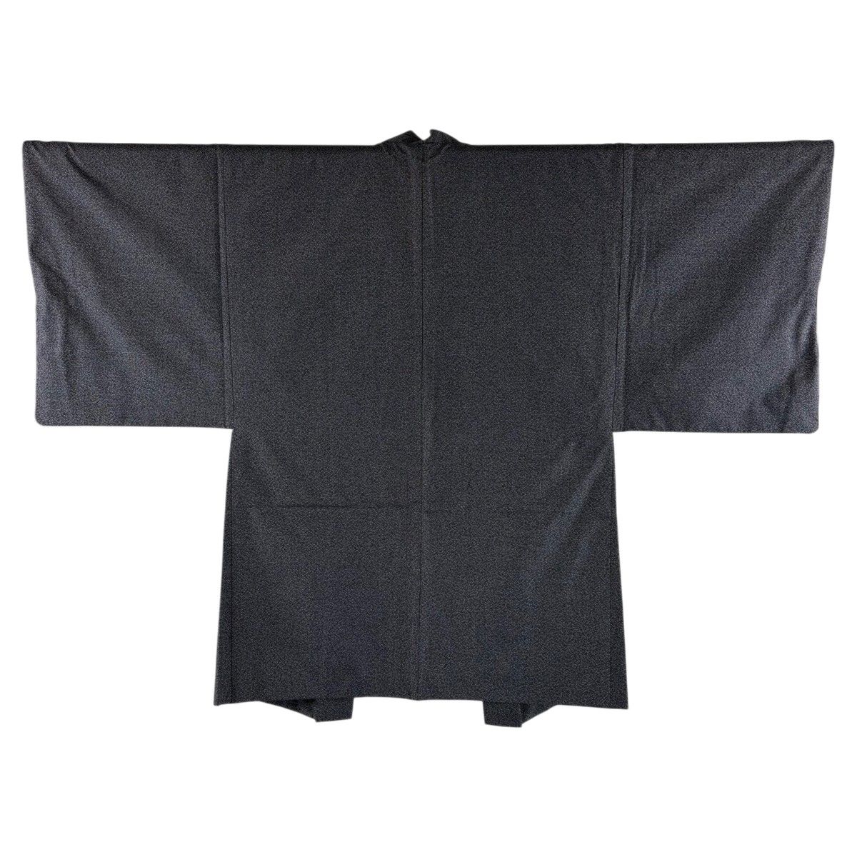 【美品】 男着物 身丈96cm 裄丈66cm S 紬地 羽織 幾何学 濃紺 正絹 秀品 【中古】