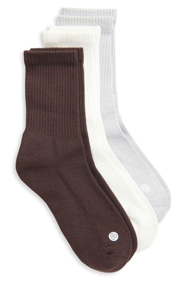 ゼラ レディース アンダーウェア 靴下 Zella 3Pack Crew Socks Brown Mole ブラウン