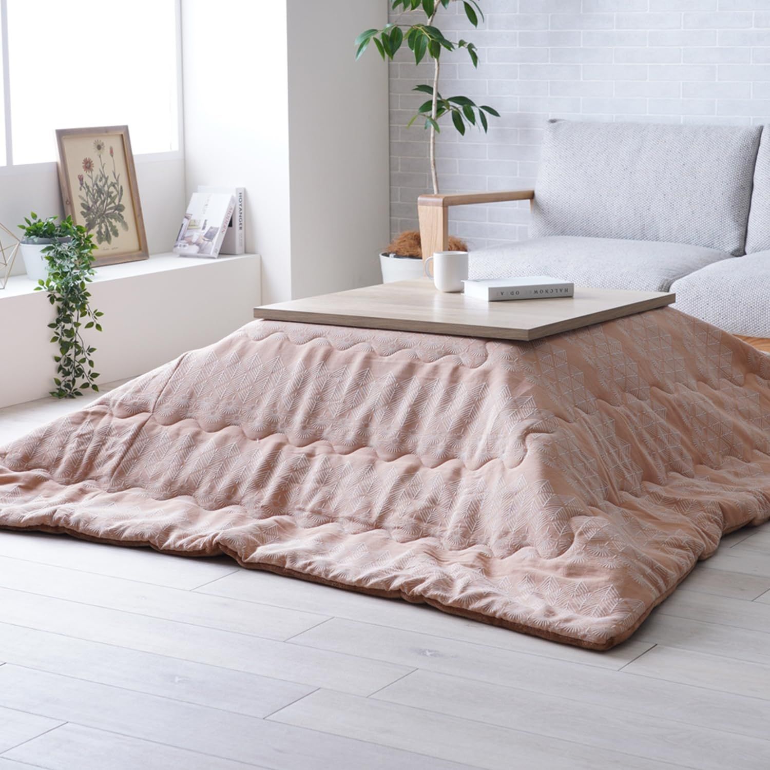 新品 イケヒコ こたつ 掛け ふとん 正方形 単品 マスクロス オレンジ 約190×190cm ジャガード 柔らかい 織 中国製 洗える 北欧調 和 ＃1182060200111