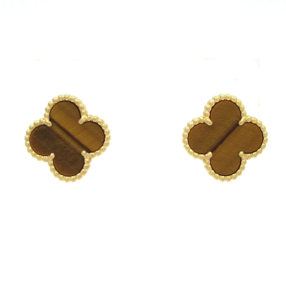 Van Cleef & Arpels(ヴァンクリーフ&アーペル) ピアス美品 ヴィンテージアルハンブラ VCARD40500 K18YG×タイガーズアイ クリップタイプ
