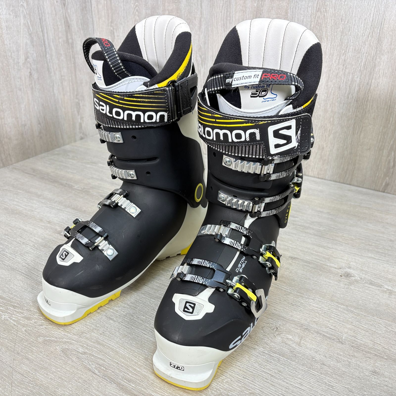 SALOMON サロモン スキーブーツ 27.0cm My Custom Fit PRO 3D Custom Shell 4バックル ブラック ホワイト
