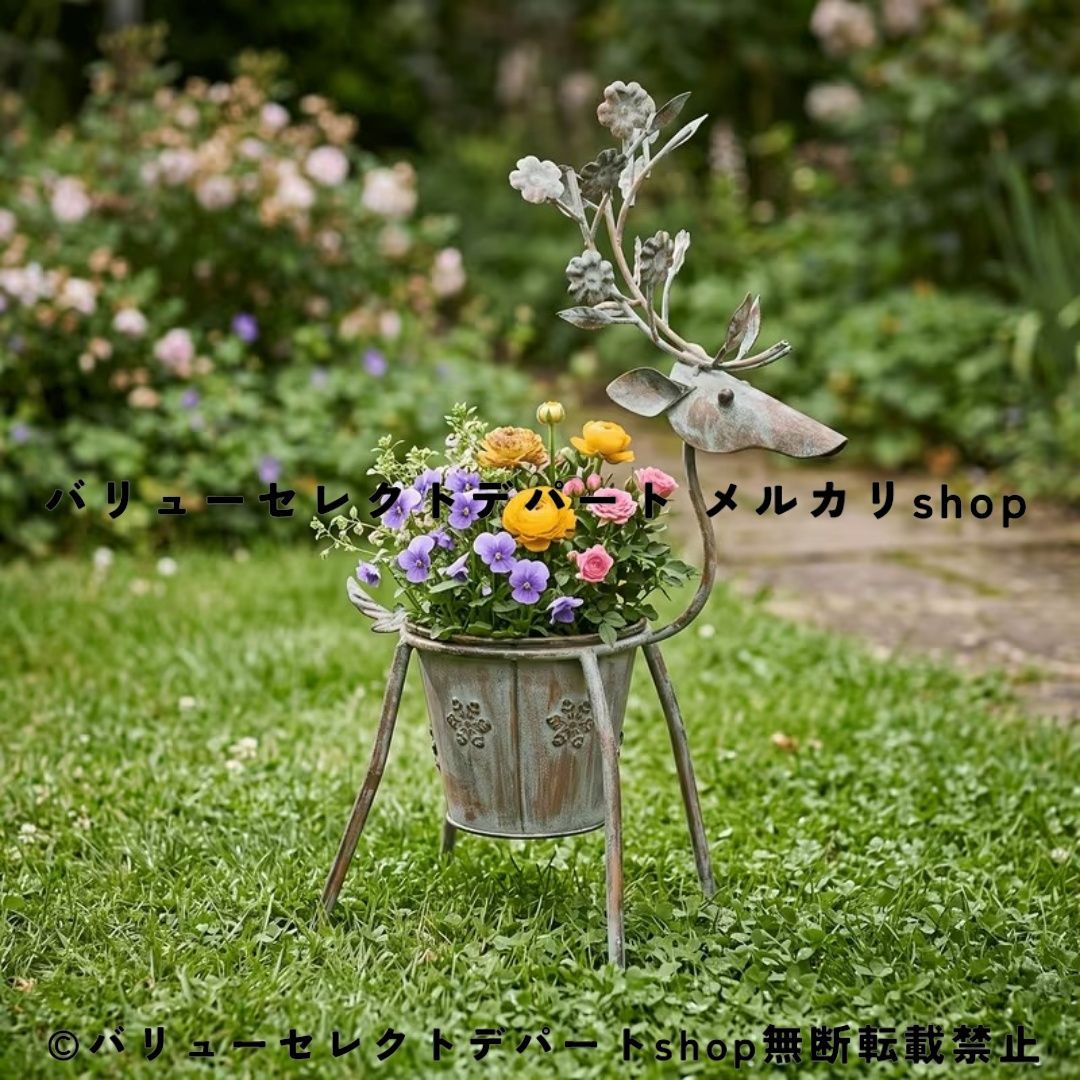 シカ ヴィンテージ風 シャビー加工 錆加工 プランター 植木鉢 フラワーポット アニマル 動物 ガーデンオーナメント ガーデンオブジェ 屋外 パティオ 庭 鹿 置物 ガーデン雑貨 ガーデニング 園芸 花壇 芝生 テラス ベランダ 玄関 エントランス 庭飾り 10,368円