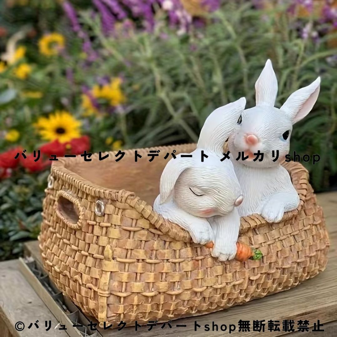 うさぎ 植木鉢 フラワーポット プランター アニマル ガーデンオブジェ 屋外 パティオ 庭 動物 ガーデンオーナメント ウサギ 兎 鉢植え 花器 ガーデン雑貨 ガーデニング 園芸 花壇 芝生 庭飾り おしゃれ かわいい テラス ベランダ 玄関 エントランス