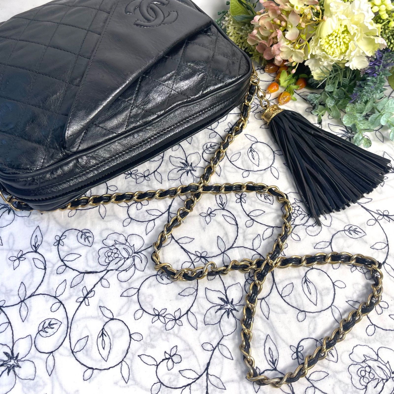 CHANEL シャネル【美品】カメラバッグ フリンジ マトラッセ ココマーク