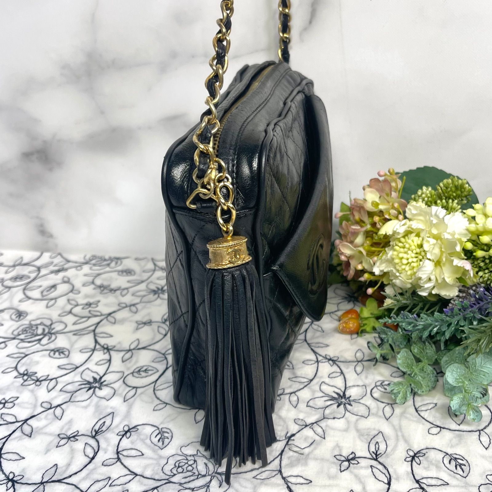 CHANEL シャネル【美品】カメラバッグ フリンジ マトラッセ ココマーク