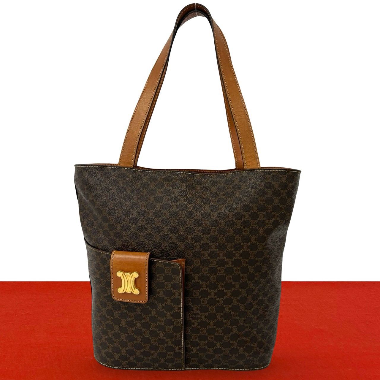 極 美品 CELINE セリーヌ ヴィンテージ マカダム 柄 トリオンフ ロゴ