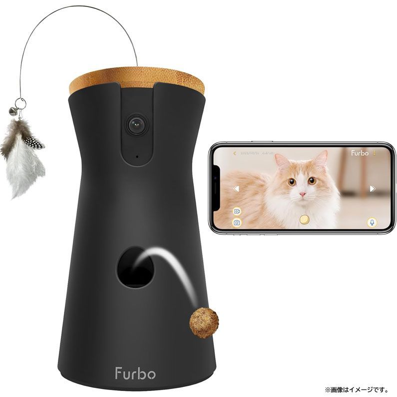 E8045◆未使用 Furbo Furbo3 ネコカメラ 360°ビュー ペットカメラ スマホ対応 自動おやつ機能 猫用見守りカメラ 留守番 おやつ飛び出し 自動給餌 餌やり 水やり ペット用品