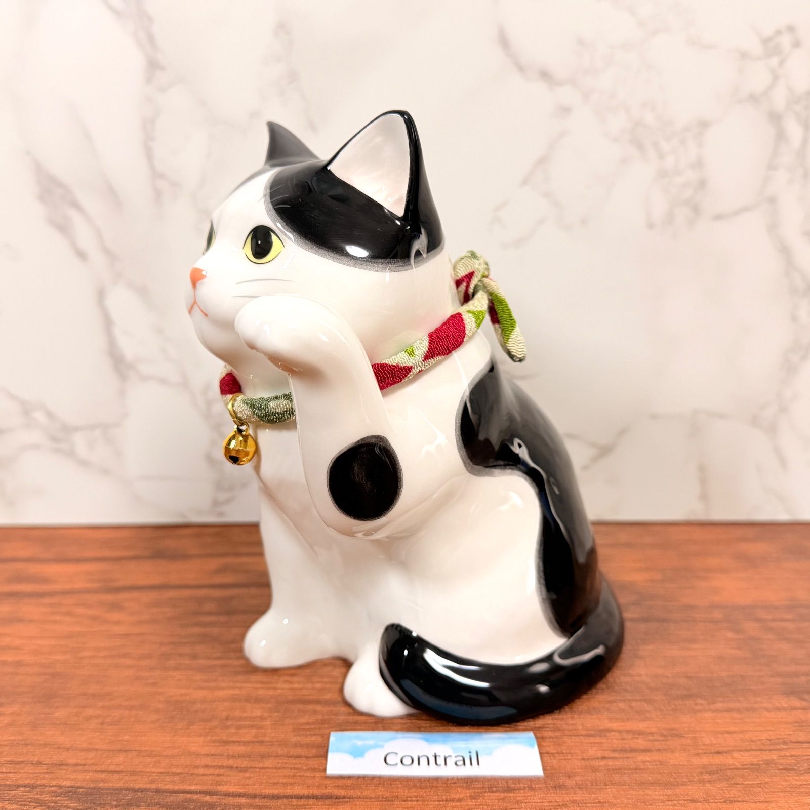 招き猫 うちの招き猫(ぶち) ブチ猫 ハチワレ 薬師窯 左手 千客万来