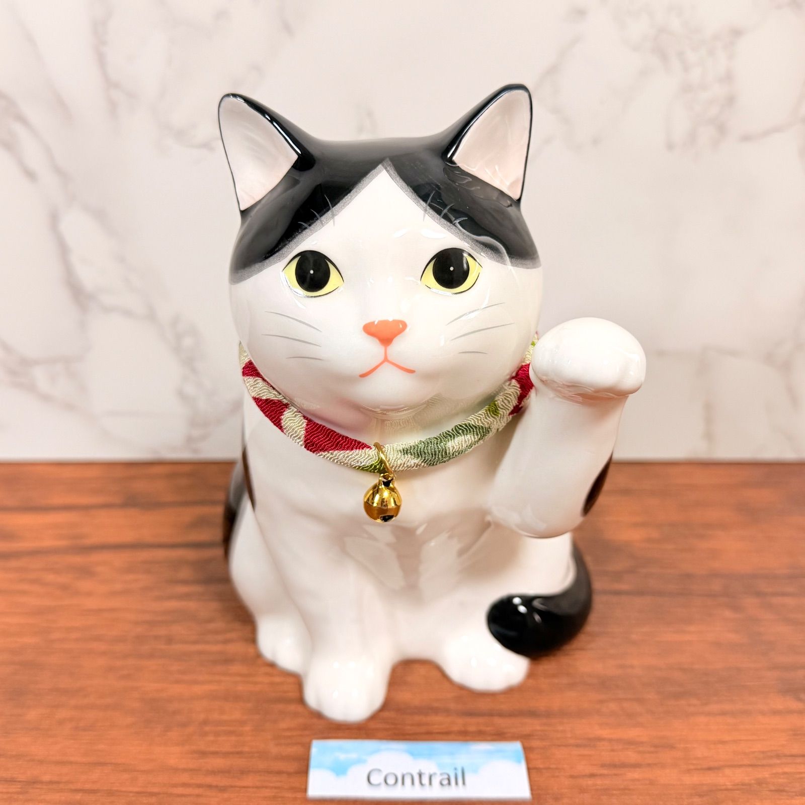 招き猫 うちの招き猫(ぶち) ブチ猫 ハチワレ 薬師窯 左手 千客万来