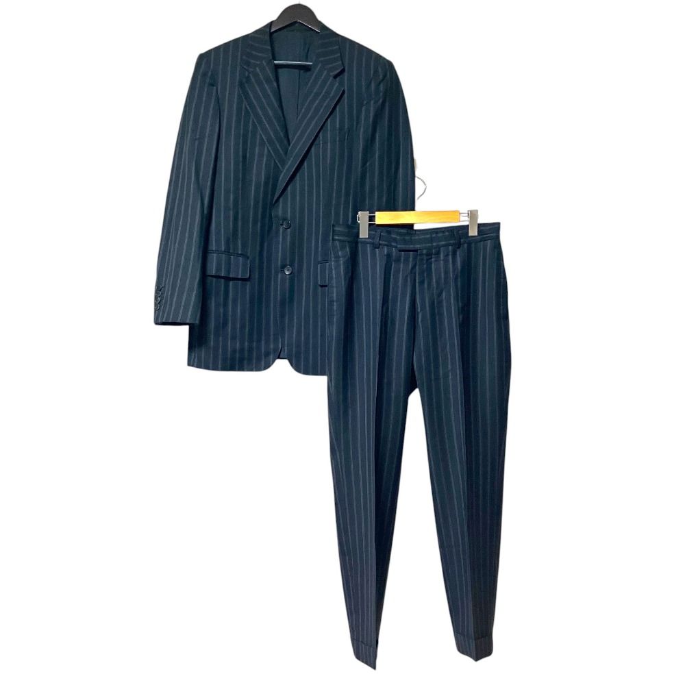 美品 GUCCI グッチ ストライプ柄 シングル テーラードジャケット+スラックスパンツ スーツ セットアップ 48R ブラック メンズ 古着 中古 USED 16,799円