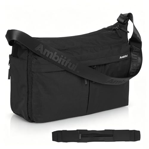 AMBITFUL カメラメッセンジャーバッグ 防水 ミラーレス一眼/一眼レフ対応 iPad収納 日常の必需品にフィットブラック