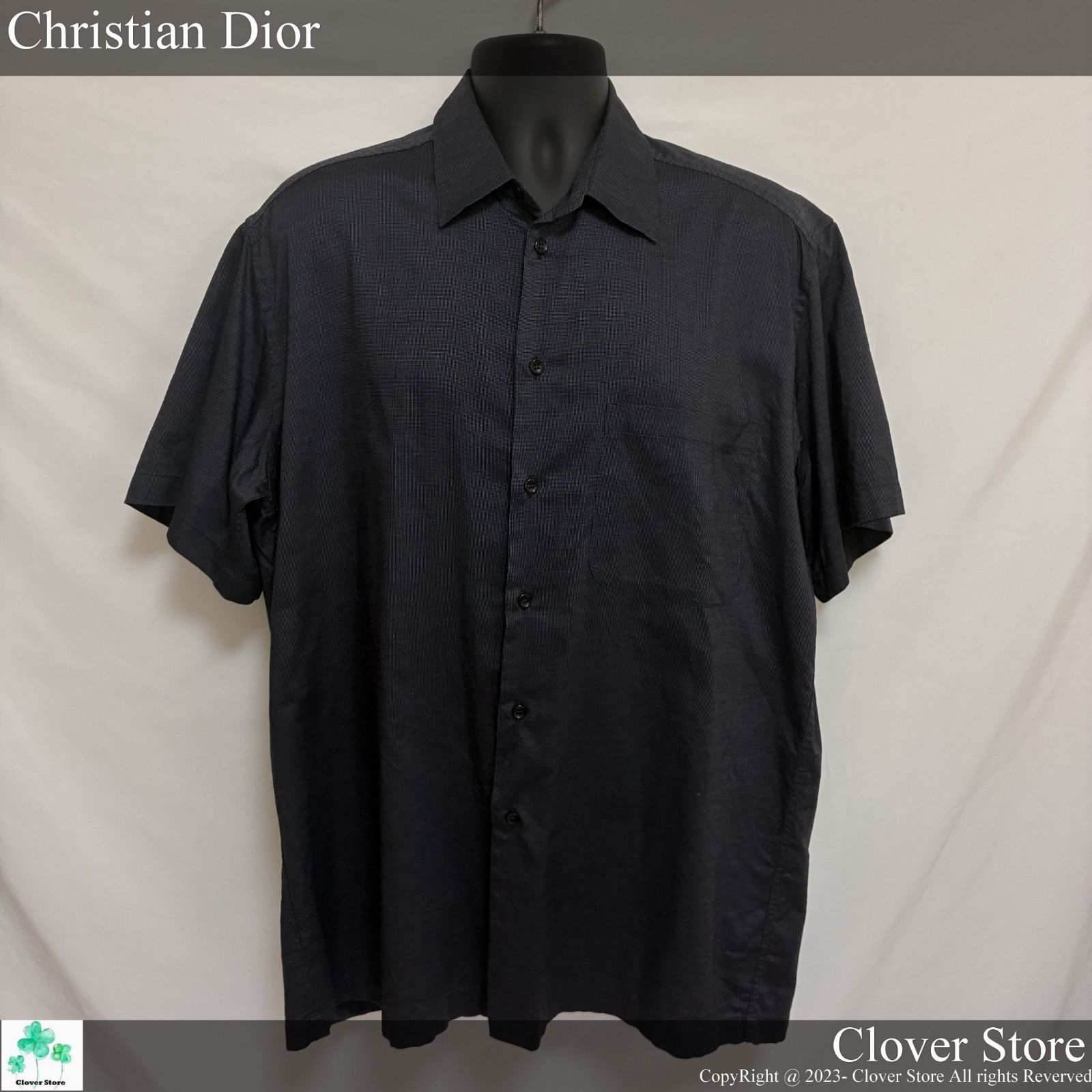価格交渉お気軽にどうぞ！ 【美品Aランク】Christian Dior クリスチャン ディオール ドレスシャツ 半袖 Lサイズ グレー 12,460円