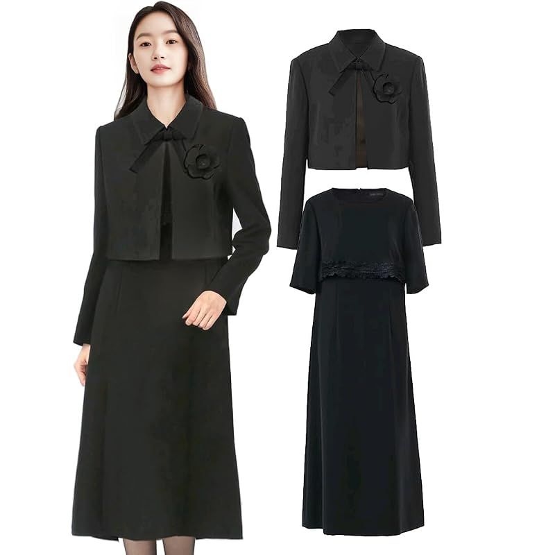 【新品】 [BEENSR] ブラックフォーマル 喪服 レディース セット 礼服 レディース 喪服 ワンピース ブラック フォーマルウェア 喪服 大きいサイズ アンサンブル 冠婚葬祭 オールシーズン ワンピース ジャケット 2点セット 1