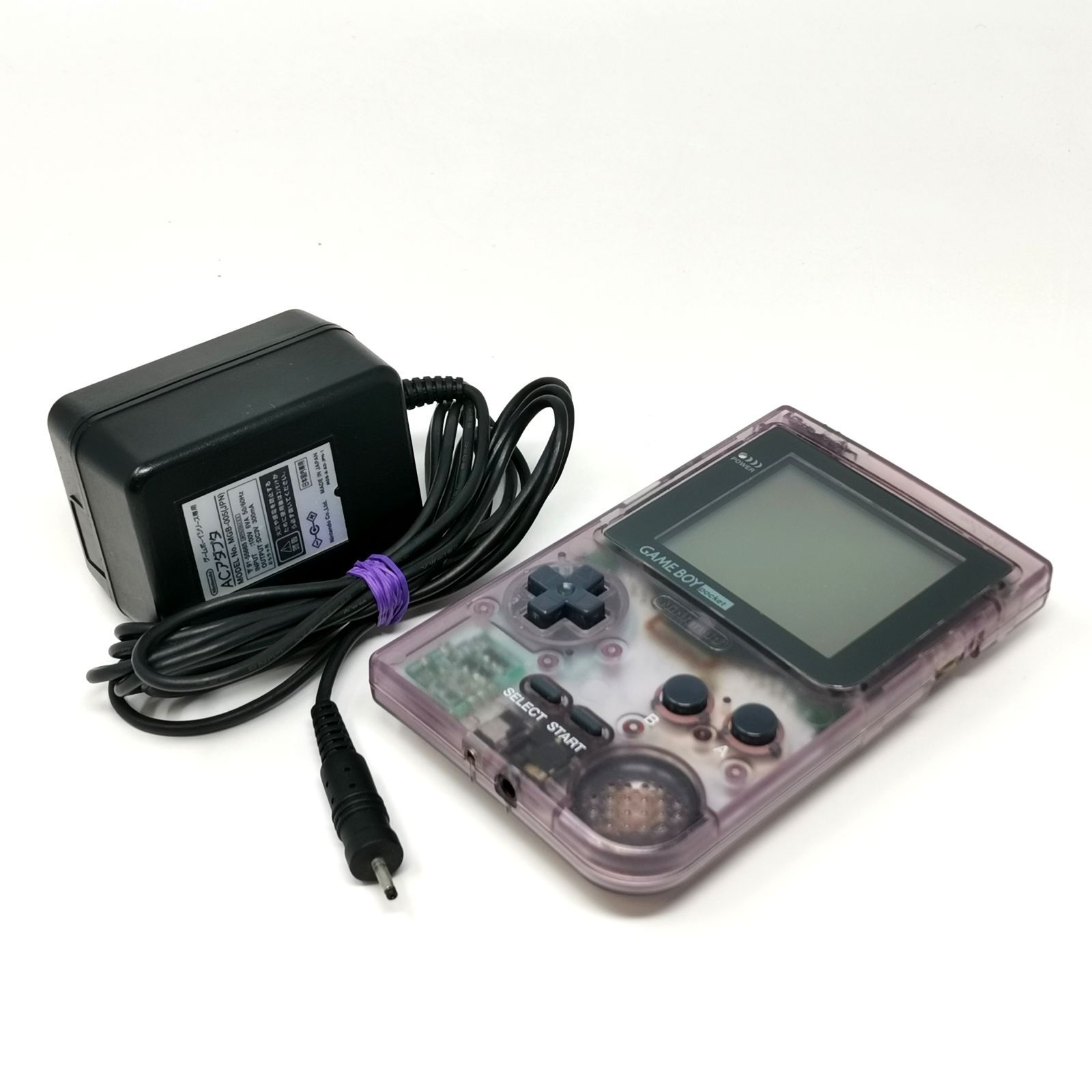 任天堂 GAME BOY pocket クリアパープル 通電確認済み 訳あり品 コード