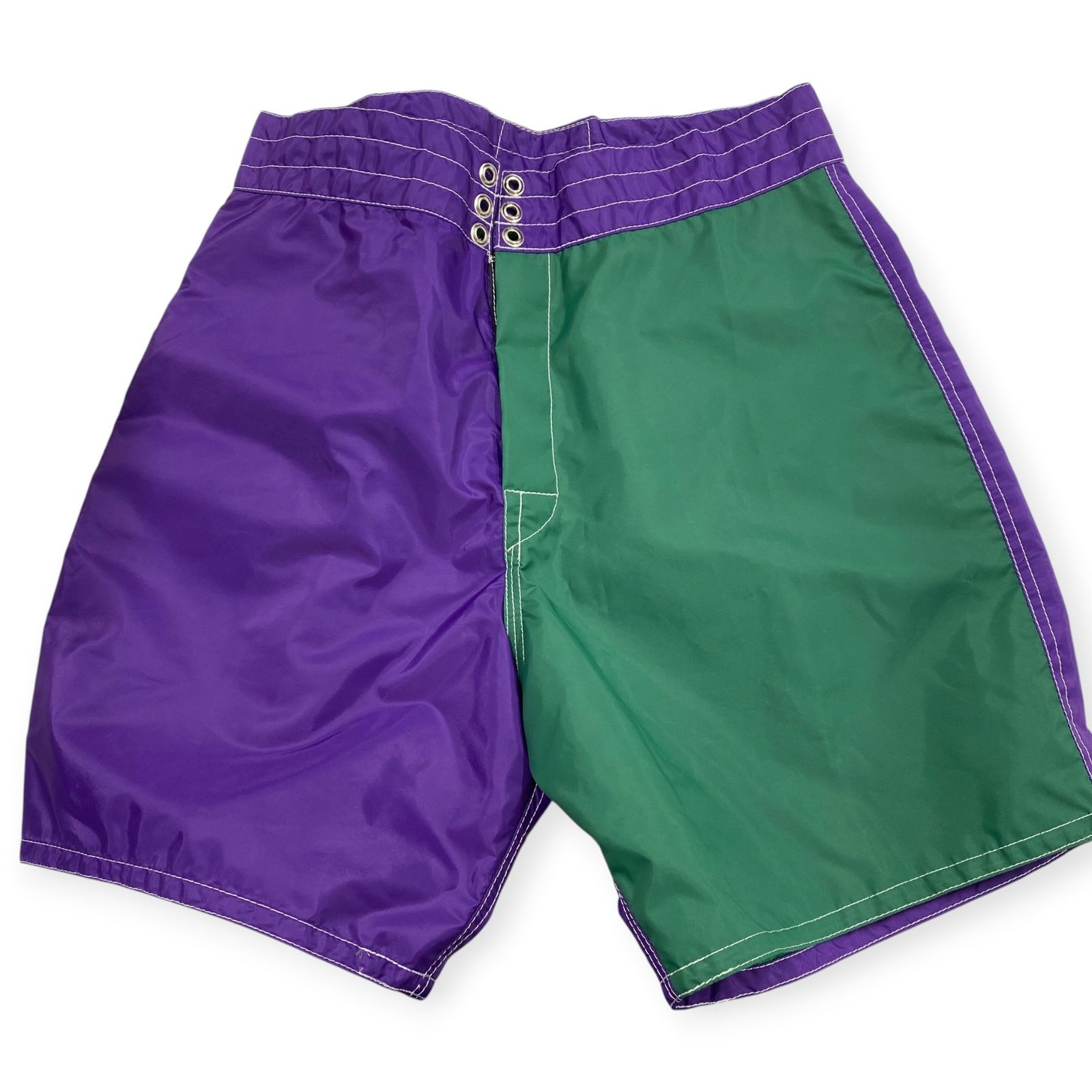 未使用/経年保管 BIRDWELL バードウェル BEACH BRITCHES ビーチ・ブリッチズ アメリカ製 ボードショーツ パープル グリーン サイズ34 タグ劣化 C17070RK 11,700円