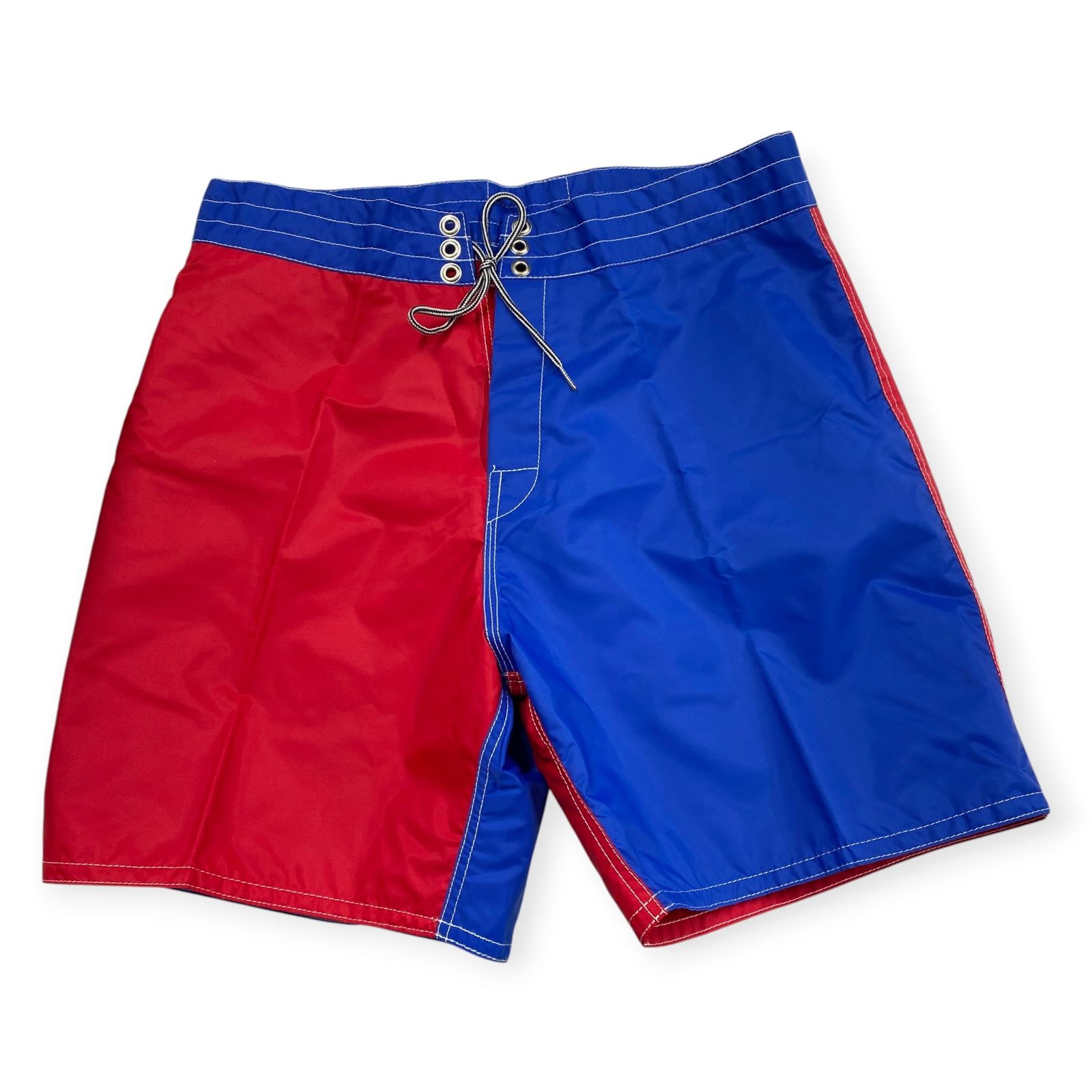 未使用 BIRDWELL バードウェル BEACH BRITCHES ビーチ・ブリッチズ アメリカ製 ボードショーツ サイズ34 ブルーレッド C17067RK