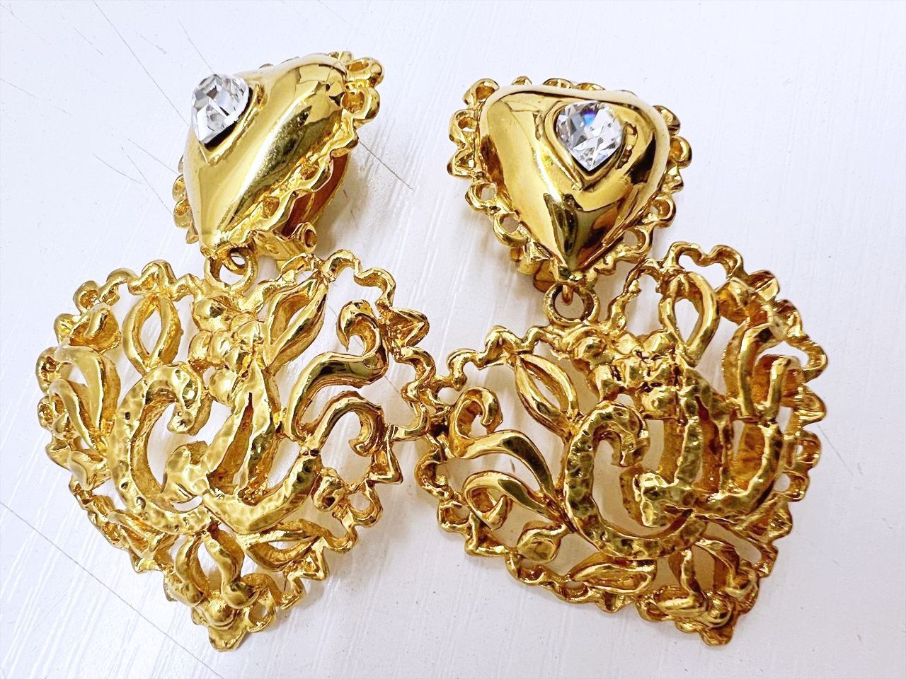 美品 Christian Lacroix クリスチャンラクロワ ハート CLロゴ ストーン