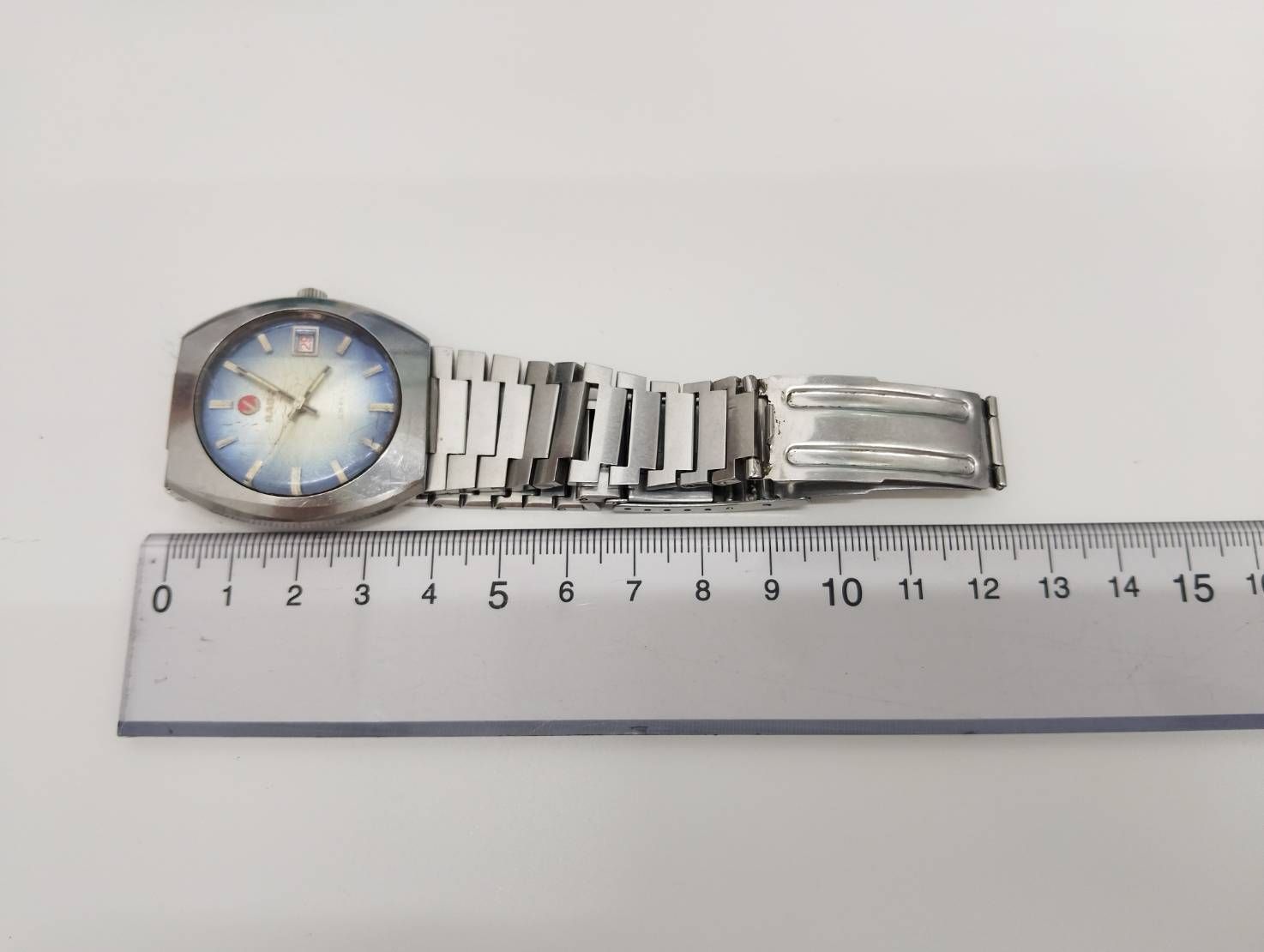 希少　稼働品　RADO　アレス　自動巻　デイト　グラデーション　腕時計 希少】RADO ラドー 自動巻き デイト ブルーグラデーション文字盤