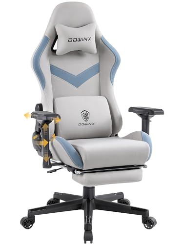 Dowinx ゲーミングチェア ファブリック 170°リクライニング 4Dアームレスト ポケットコイル座面 オットマン付き あぐら対応 グレー 17,964円