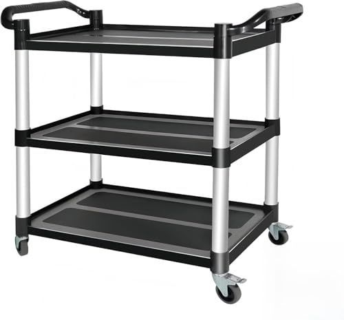 サービスワゴン ツールカート 配膳カート ツールワゴン 3段 耐荷重270kg 自在キャスター付き 静音 抗菌 日本語説明書付き