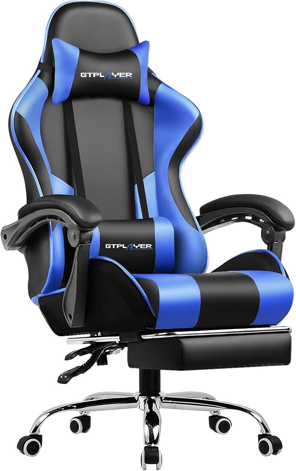 GTPlayer ゲーミングチェア オットマン付き デスクチェア オフィスチェア ゲームチェア 145°リクライニング ハイバック ヘッドレスト ひじ掛け ランバーサポート テレワーク 椅子 11,633円