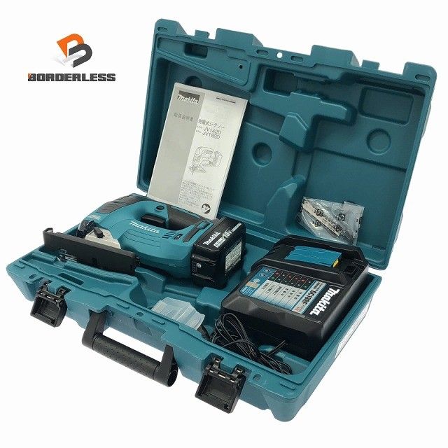 ☆未使用品☆ makita マキタ 18V 充電式ジグソー JV182DRG 青/ブルー 本体+バッテリー1個(6.0Ah)充電器+パーツ+ケース134770