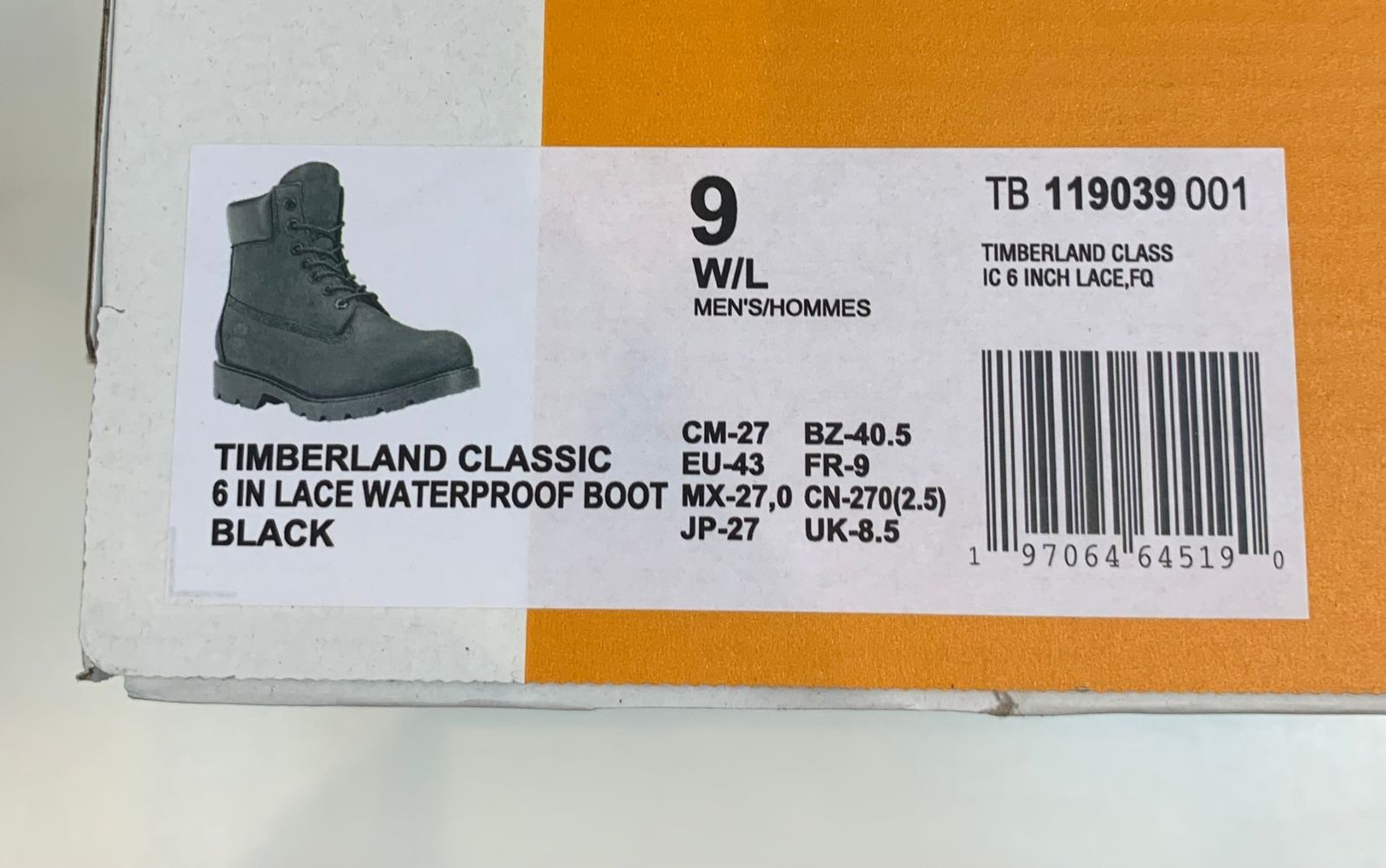 ティンバーランド Timberland クラシック 6インチ ウォータープルーフ ブーツ 6 Inch Classic Waterproof Boot TB119039 メンズ靴 ブーツ ワーク ブラック 27cmサイズ 201-shoes1990 thumbnail 9