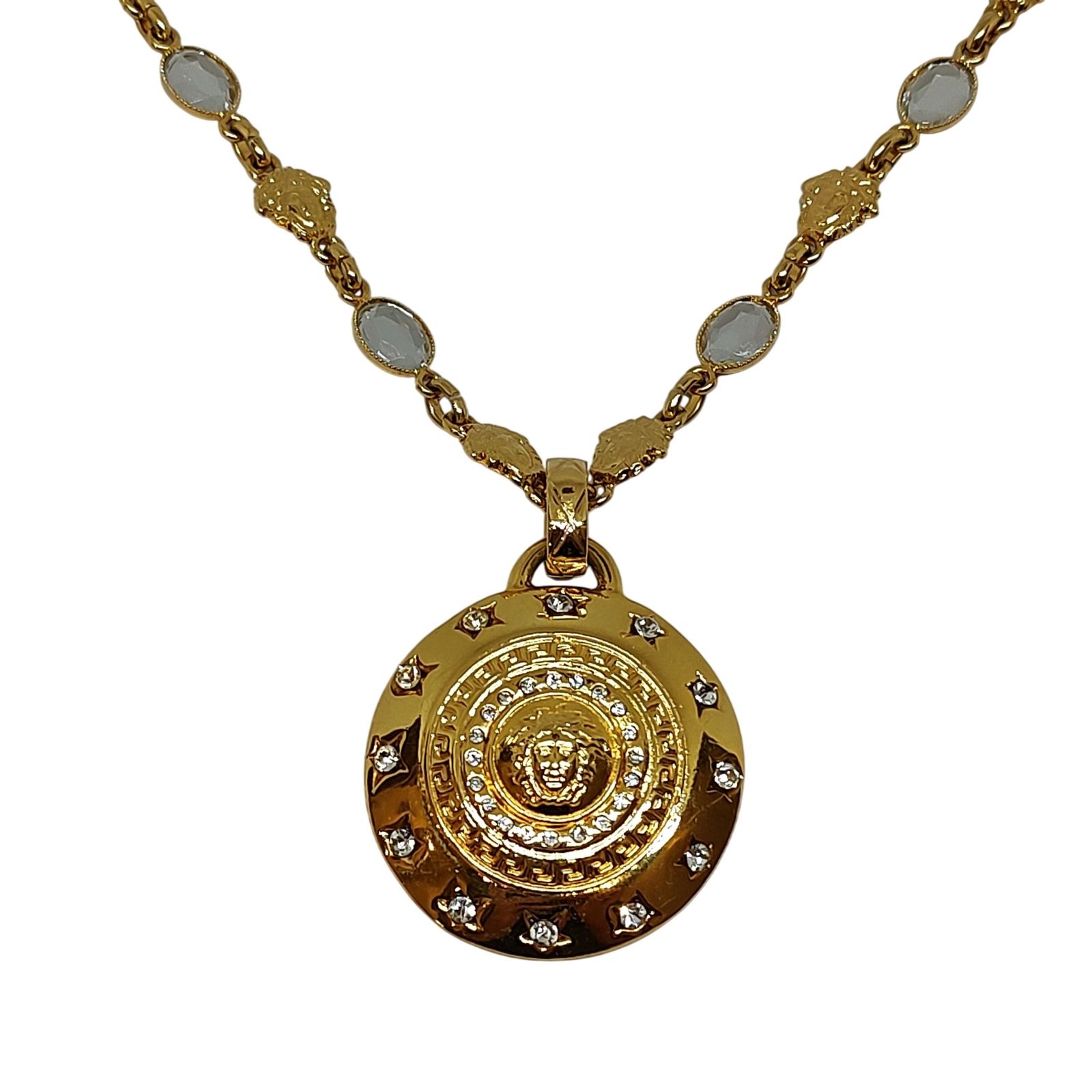 VERSACE ヴェルサーチ Medusa Metal and Rhinestone Pendant Necklace
