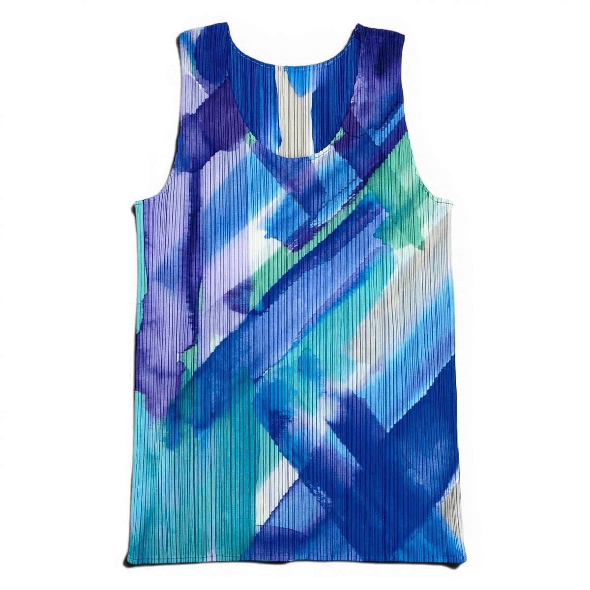 AE14 [Good Condition] PLEATS PLEATS PLEASE Sleeveless Pleated Top Tank Top Total Pattern PP01-JK685 Size 3 Multi Color 100% Polyester Ladies Women's Clothing TA1TA1