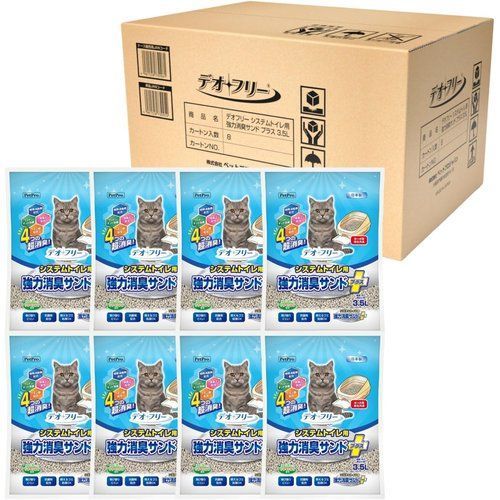 ペットプロ デオ無配合 強力消臭サンド プラス 3.5L×8個 ケース販売 猫砂 システムトイレ用 無香料 清潔感を保つ 消臭タイプ