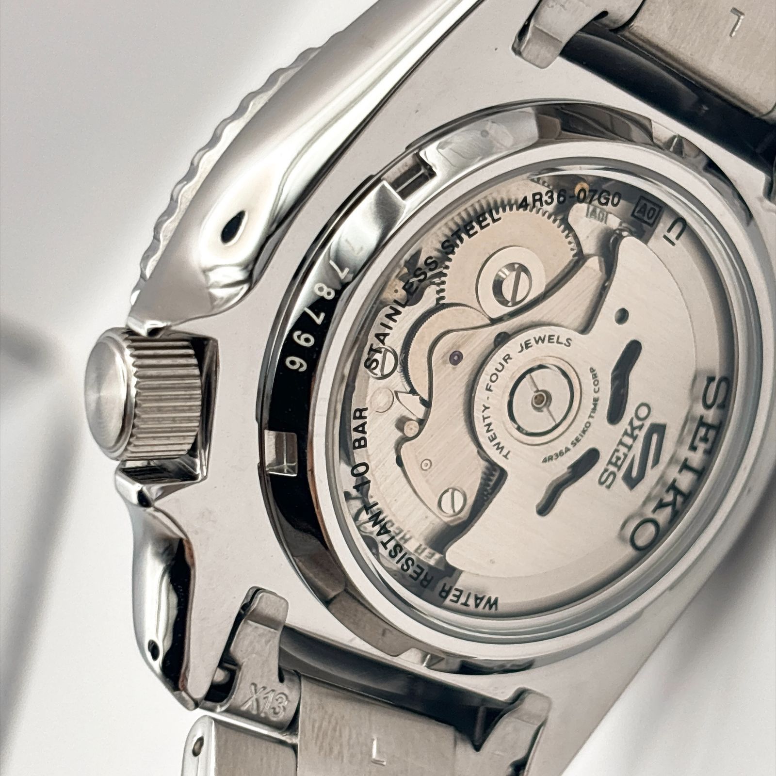 新品】 SEIKO 5 スポーツ SRPD51K1 ブルーダイヤル 自動巻き 裏