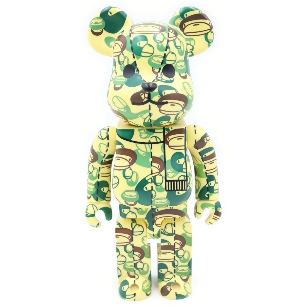 메디콤 토이 (메디콤 토이) x A BATING APE BE @RBRICK BAPE PLAY 베이비 마일로 페이스 카모 400% 베어브릭 베이비 마일로 피규어 인형 그린