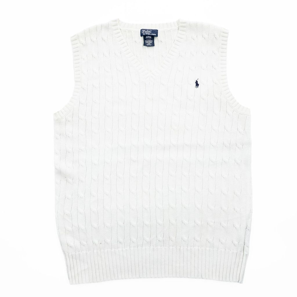 Polo Ralph Lauren 90年代 Vネック コットン ケーブルニットベスト XL