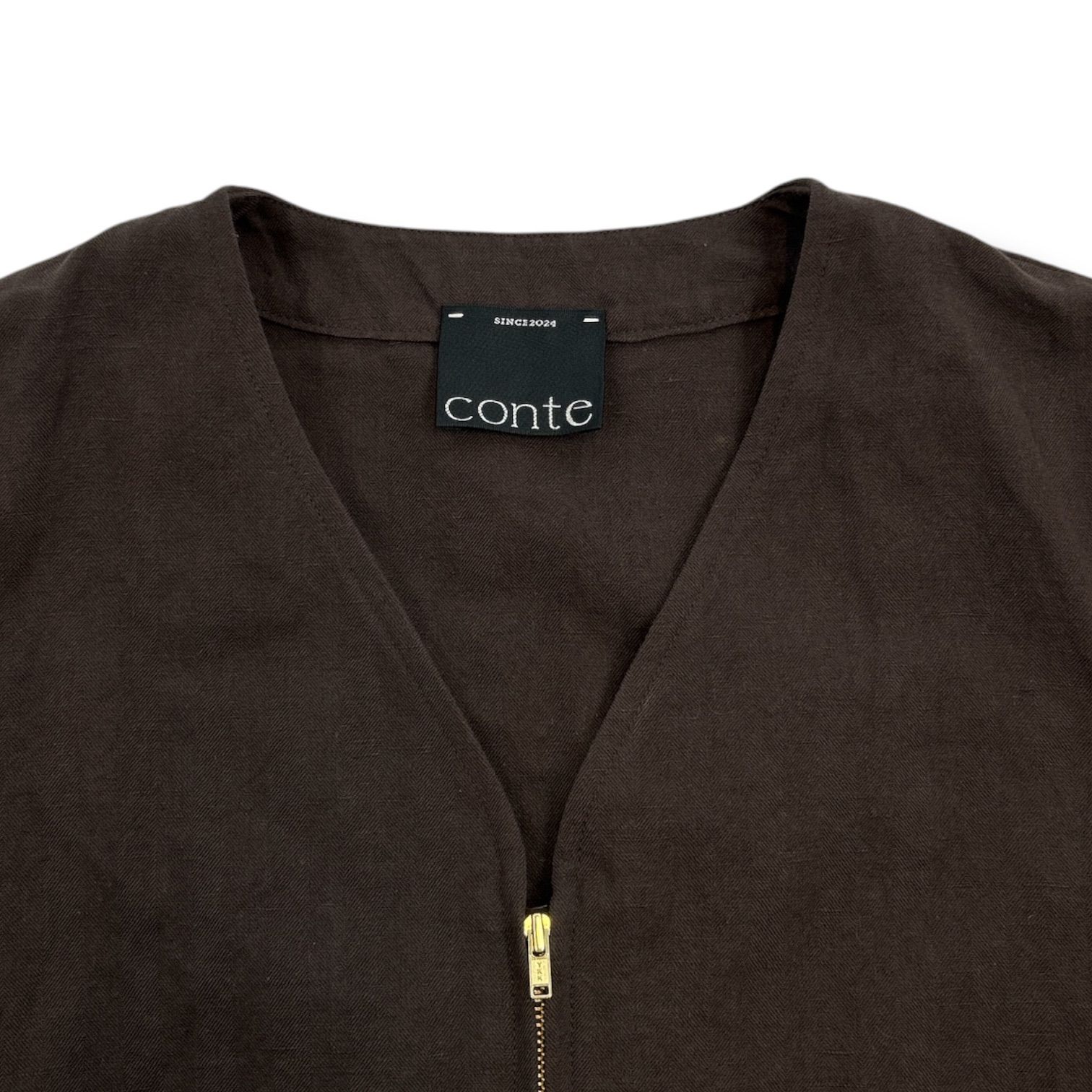 CONTE コンテ ヘリンボーンVネックオールインワン フロントジップ V