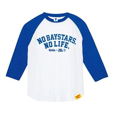 横浜DeNAベイスターズ×タワーレコード NO BAYSTARS,NO LIFE. 2019 ラグラン3/4スリーブTシャツ カレッジ ホワイト×ロイヤルブルー L
