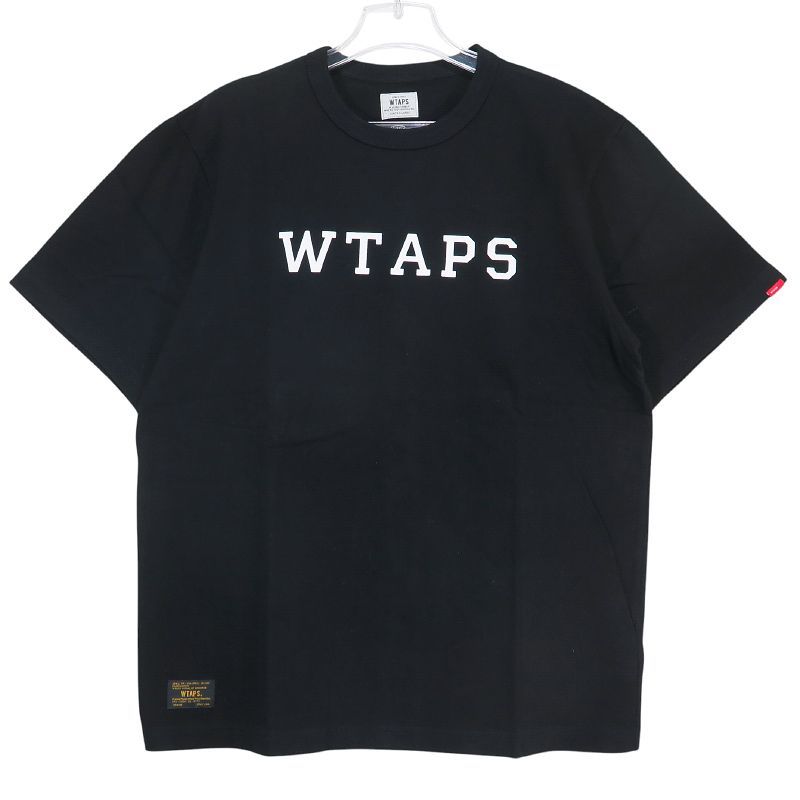 新品 WTAPS ダブルタップス 16AW DESIGN SS/TEE.COTTON.LOOPWHEEL 162ATDT-CSM04 デザイン ショートスリーブ Tシャツ コットン ループウィール ブラック カレッジ 半袖 サイズXL Sepk