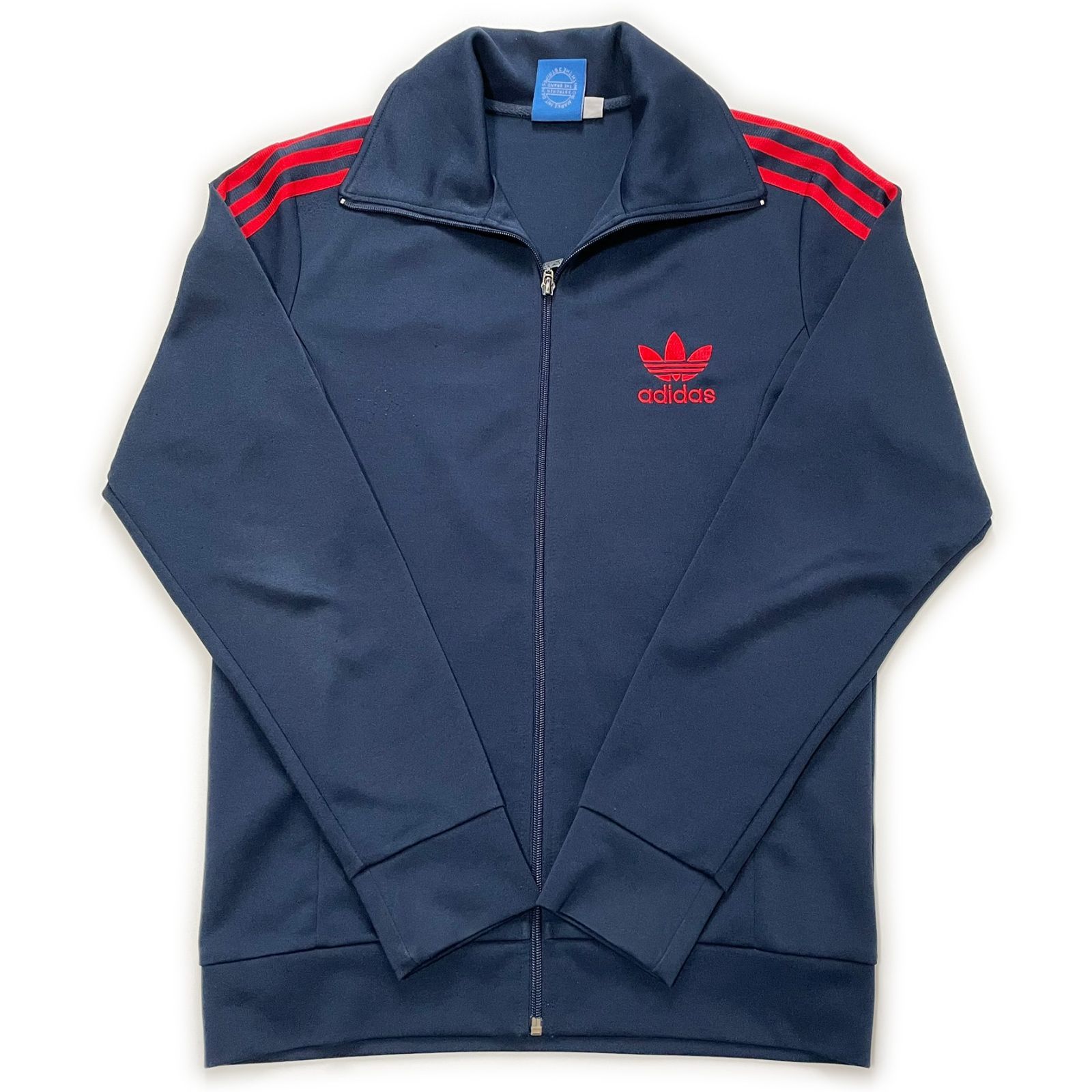 古着 adidas アディダス トラックジャケット 刺繍 トレフォイルロゴ スリーストライプス ネイビー 100サイズ 267-69